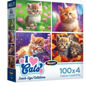 RoseArt Snack Size “I Love Cats” 4 x 100 Piece Multi-Pack Jigsaw Puzzle